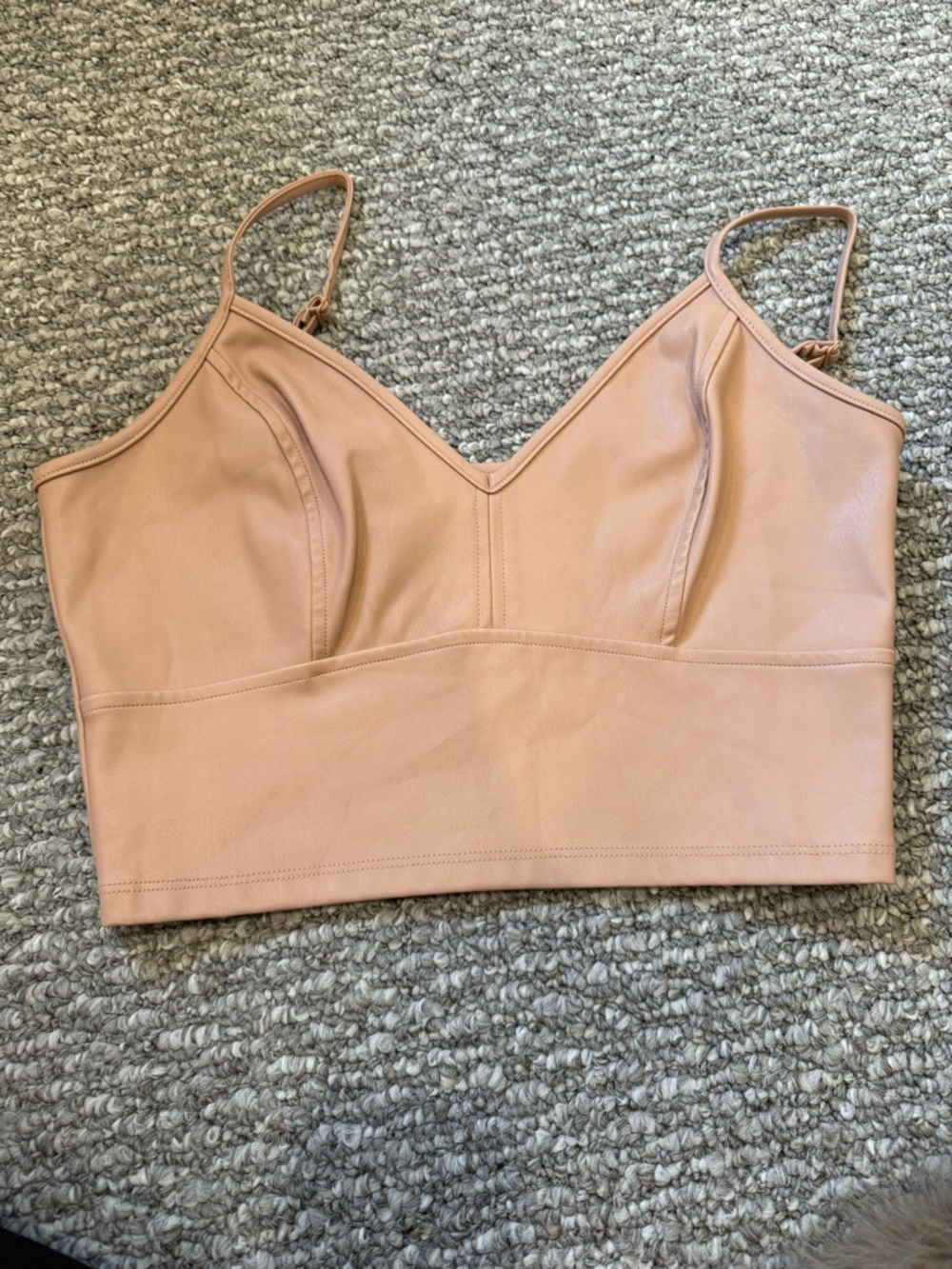 Aqua Blush Leather Cropped Top